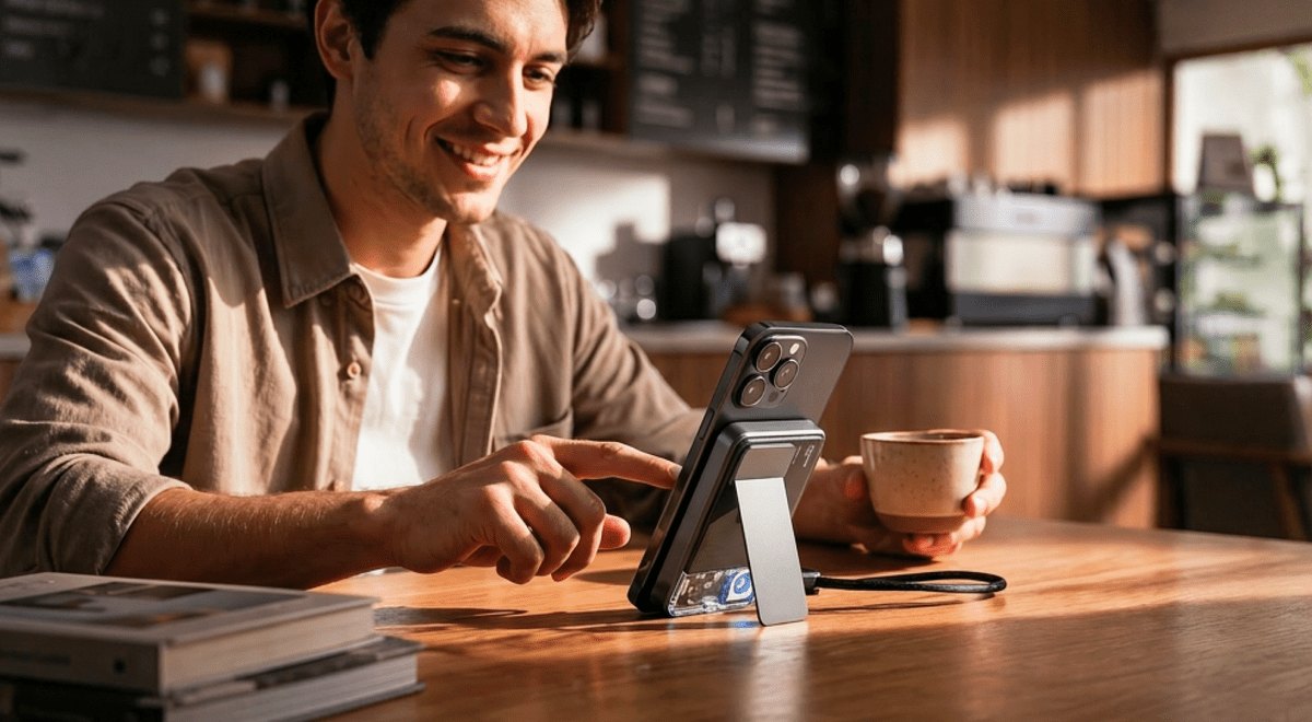 Guest charging at a cafe