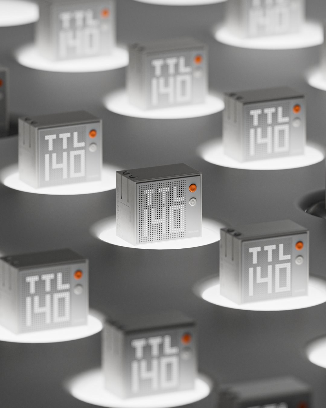 A grid of matching guest chargers